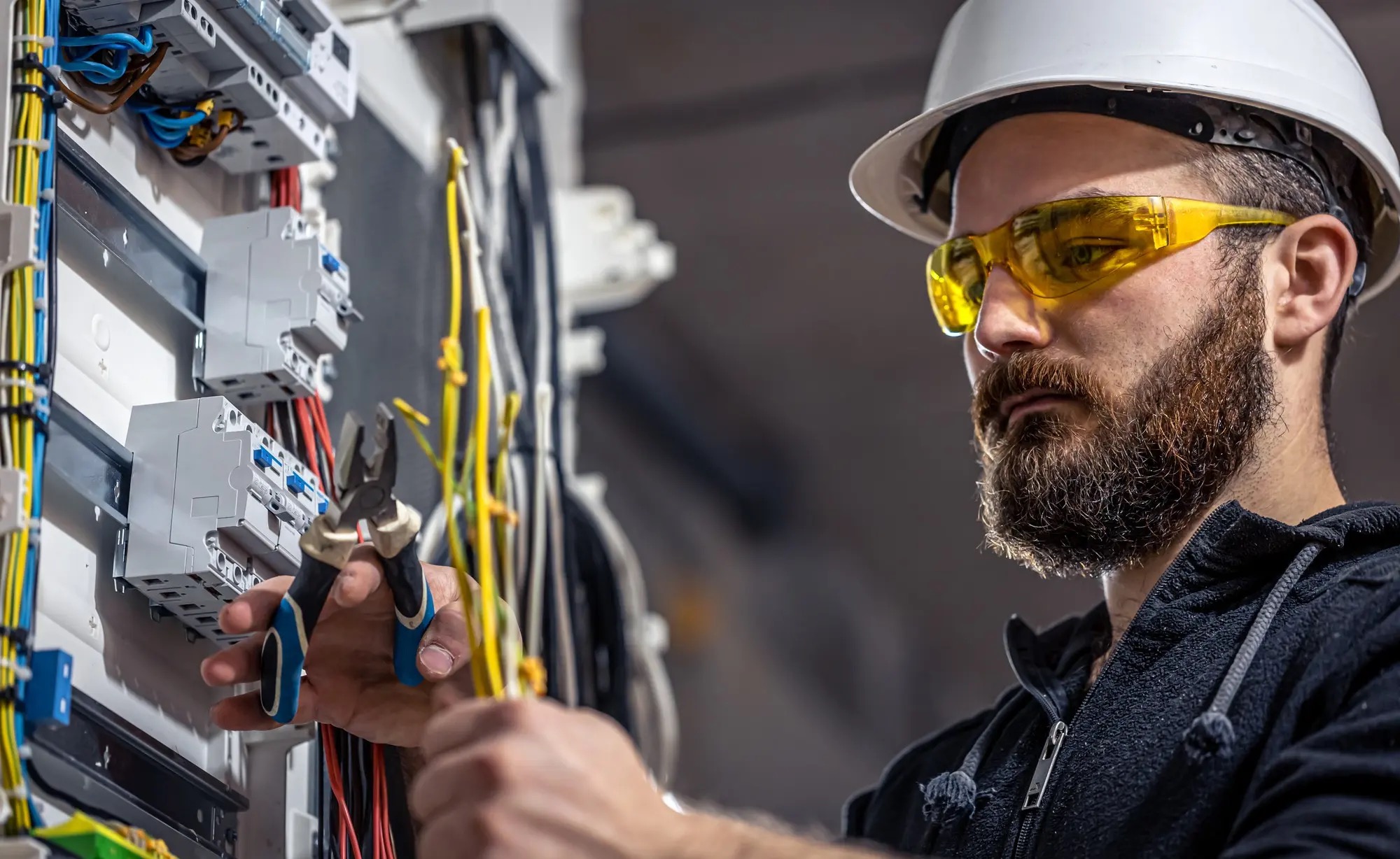 Electrician working on wiring